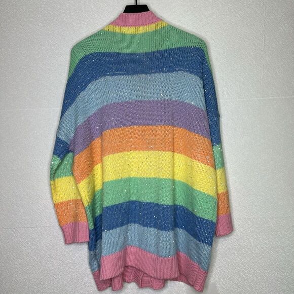 Olivia Rubin Rainbow Sequin Stripe Mika Cardigan L - Picture 5 of 5